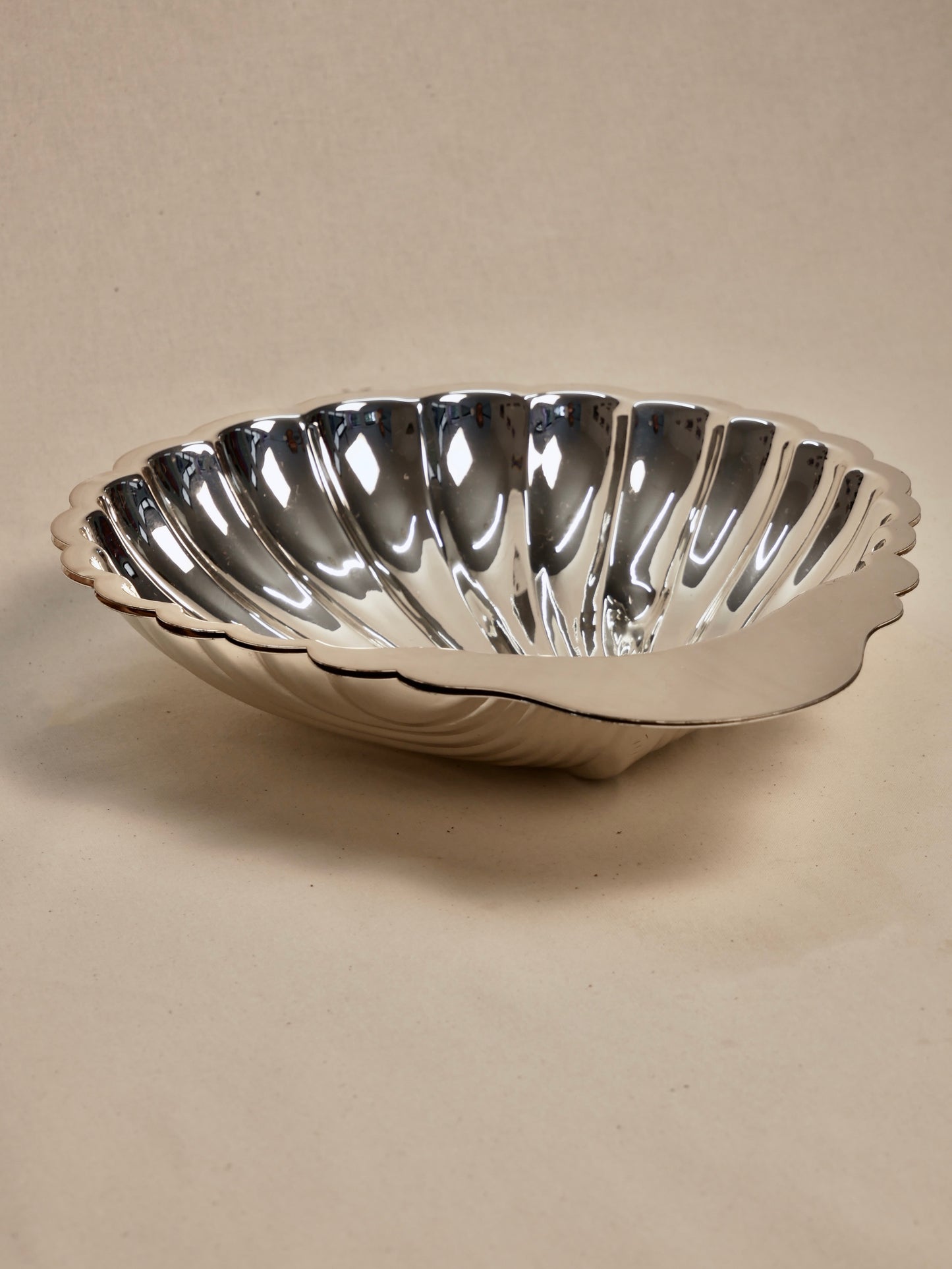 Versilberte große Muschelschale