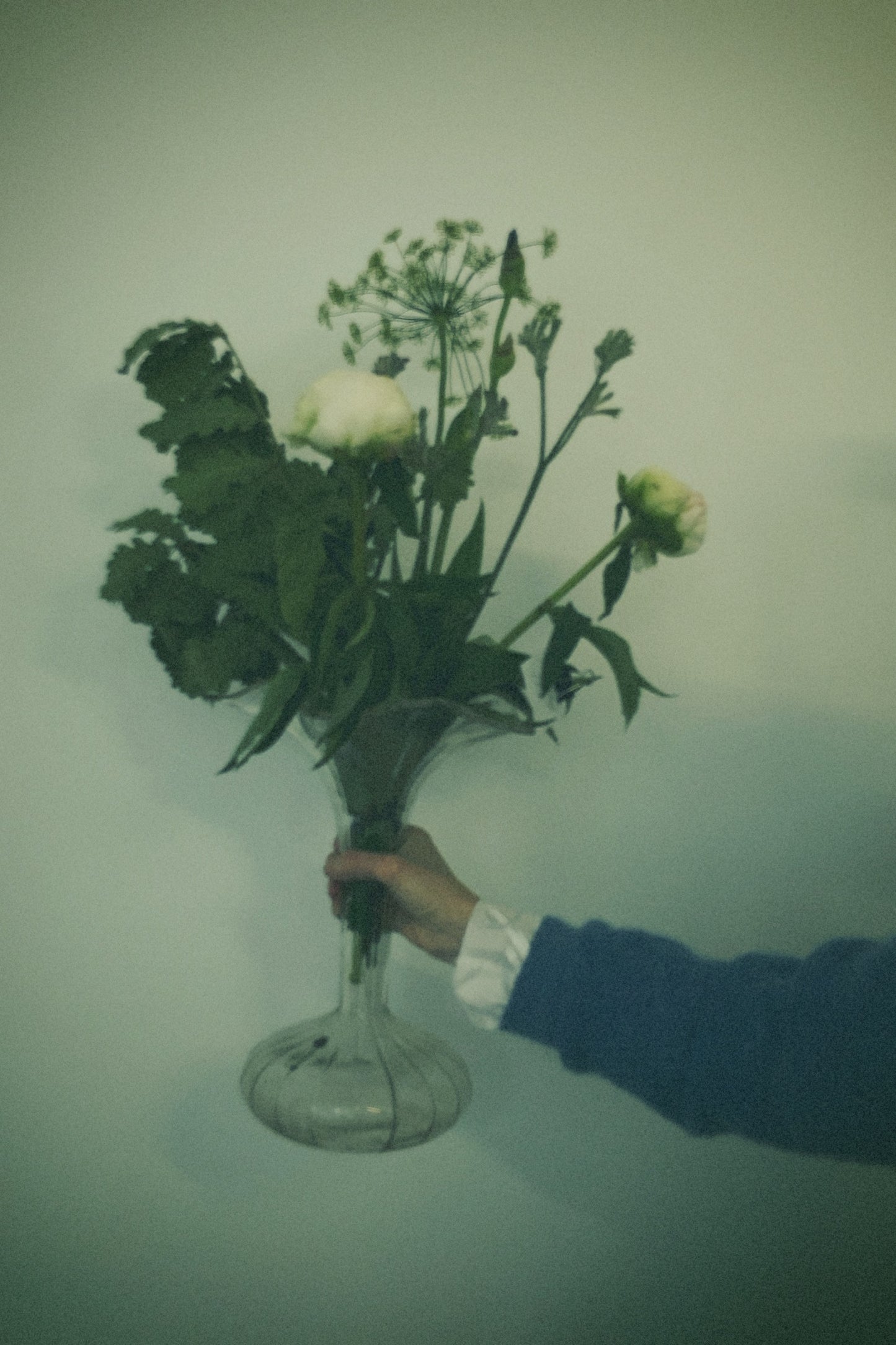 Lily Pressed Glass Vase