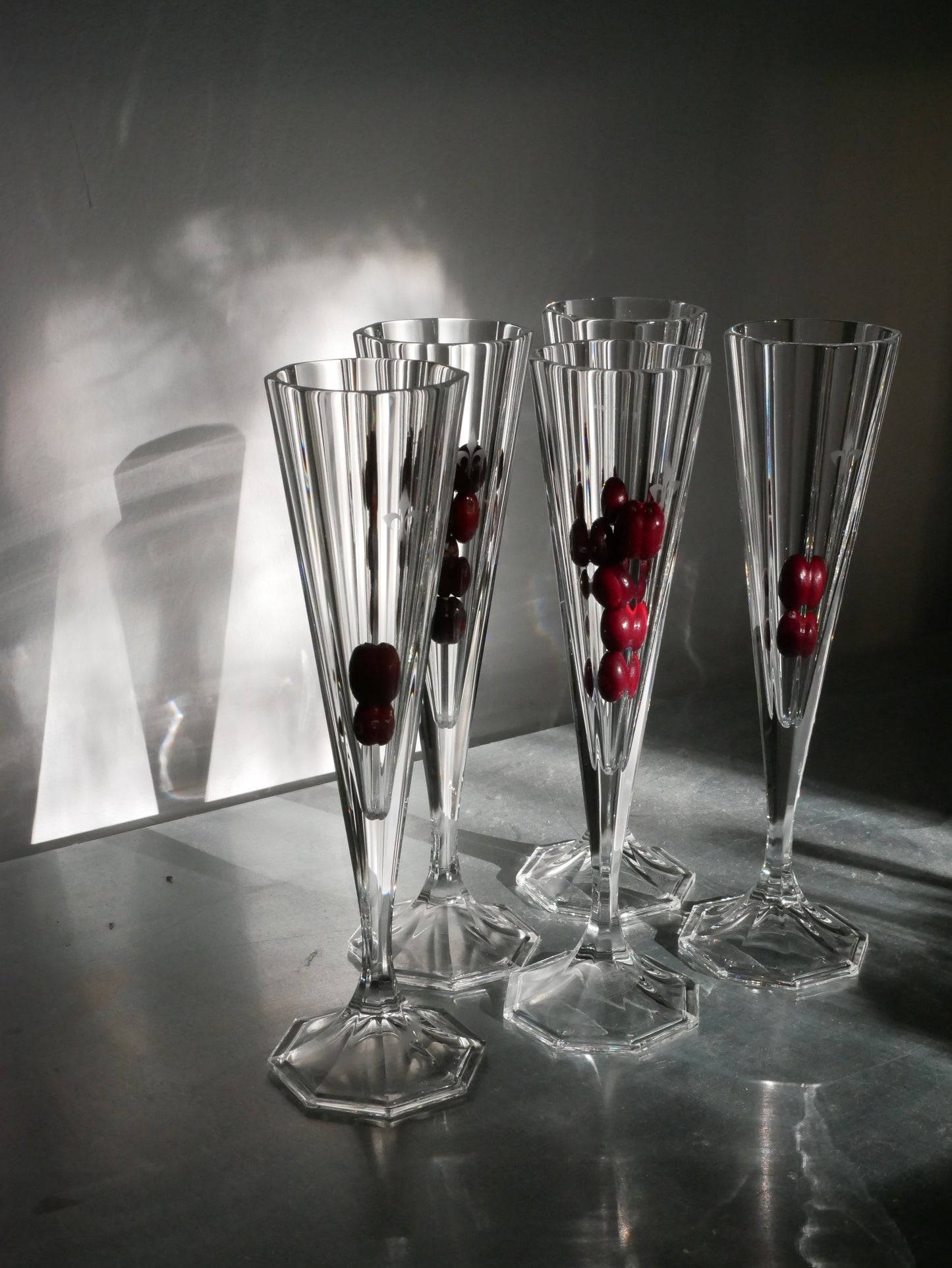 crystal champagne flutes set of 5