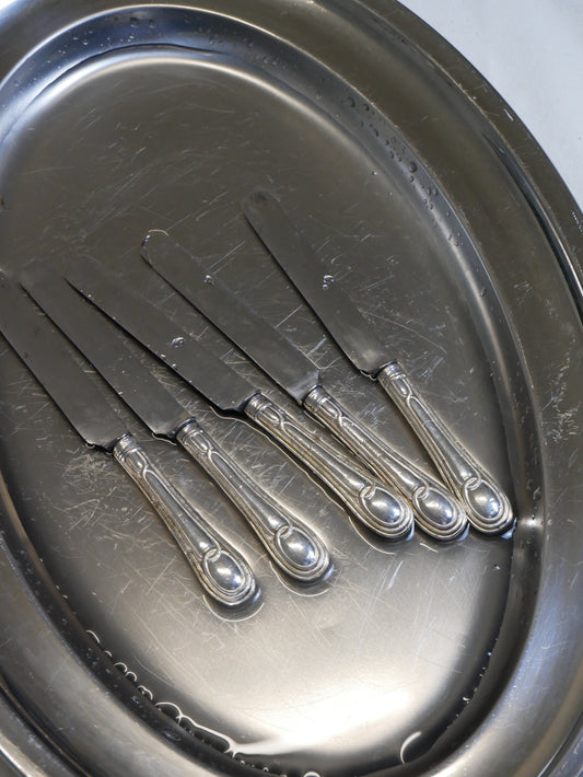 5er Set Silber-Frühstücksmesser | Jugendstil