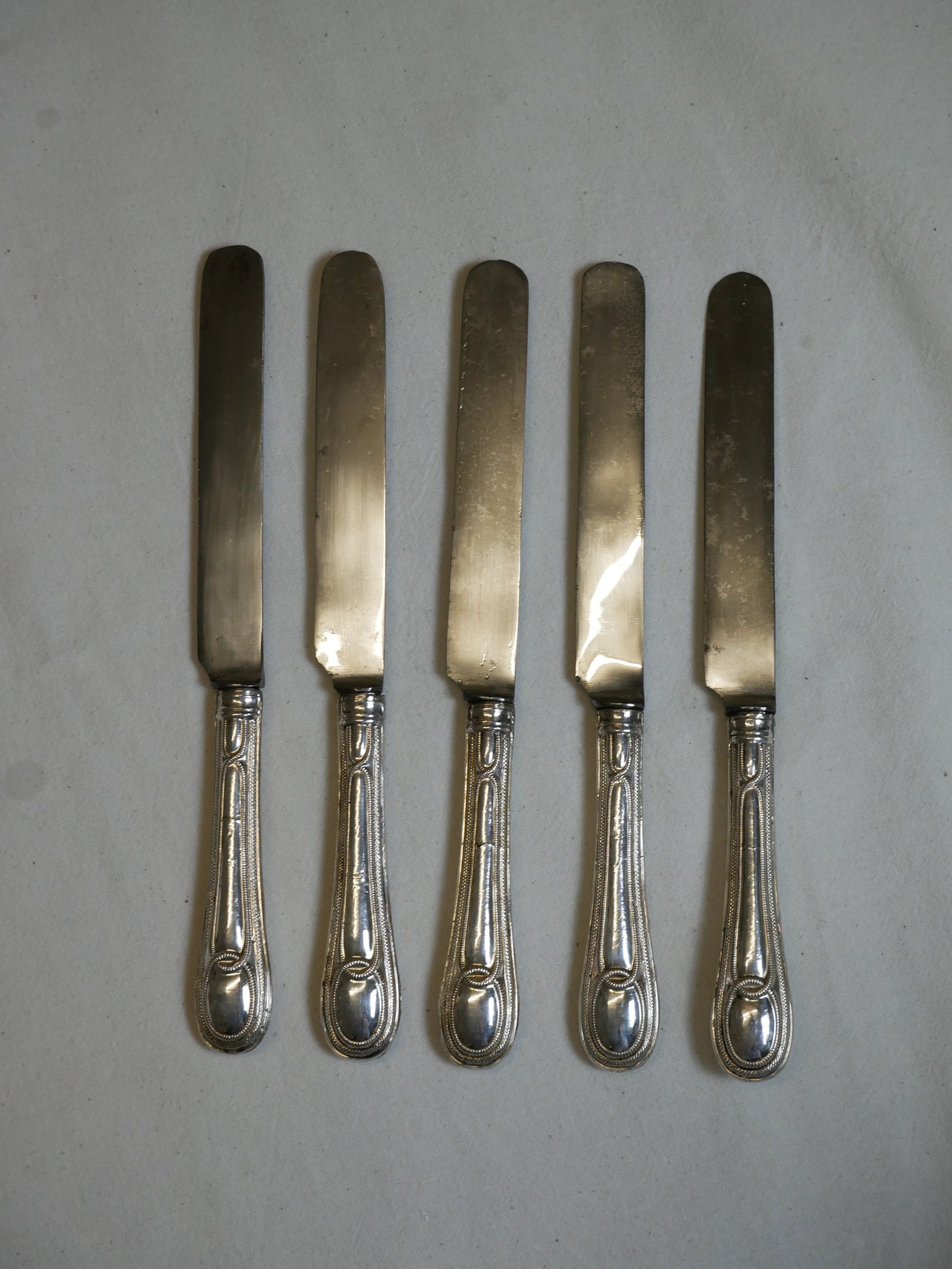 5er Set Silber-Frühstücksmesser | Jugendstil